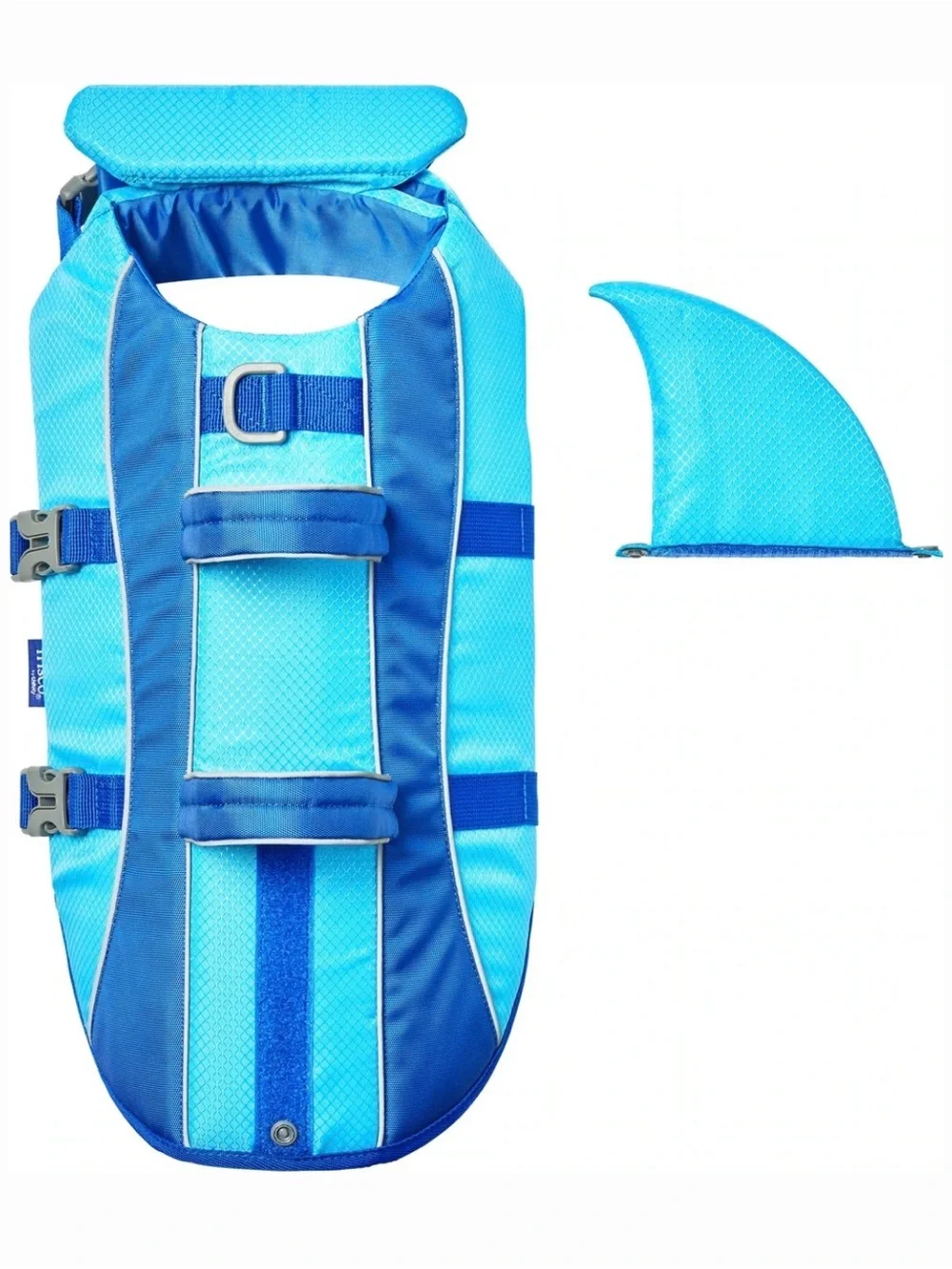 Blue Shark Dog Life Jacket with Handle - Safety Swim Vest